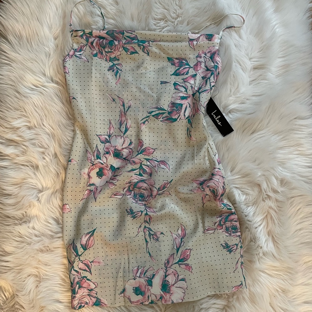 LULU’S HOW TO BE A HEARTBREAKER CREAM MULTI PRINT SATIN SLIP MINI DRESS - Picture 7 of 7